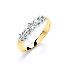 9ct Yellow Gold 0.50ct 5 Stone Diamond Eternity Ring